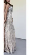 Jasz Couture Column Glittering Evening Dress In Silver