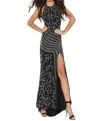 Jasz Couture High-neck Sequined Gown In Black
