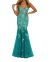 Jasz Couture Sparkling Mermaid Gown In Jade