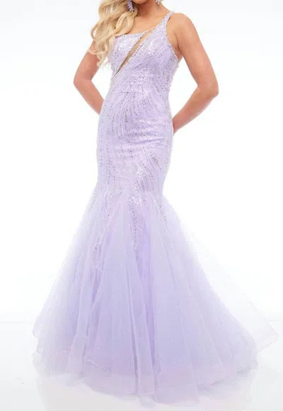 Jasz Couture Tulle Mermaid Dress With Beading In Lilac In Multi