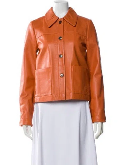 Pre-owned Javier Simorra Lamb Leather Jacket W/ Tags In Orange