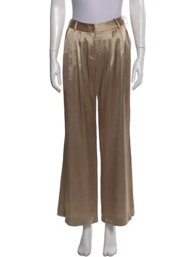 Pre-owned Javier Simorra Silk Wide Leg Pants In Gold
