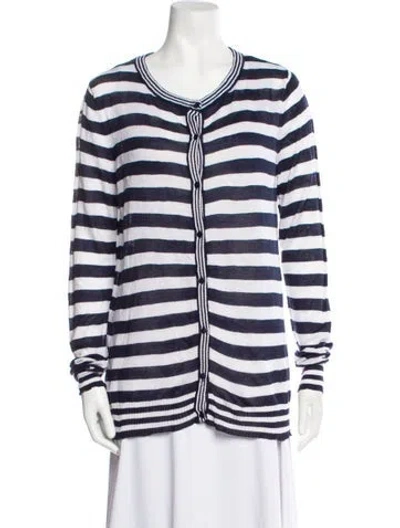 Pre-owned Javier Simorra Striped Scoop Neck Sweater In Blue