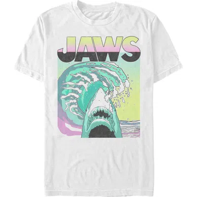 Jaws 80s Colorful Wave  Graphic T-shirt In White