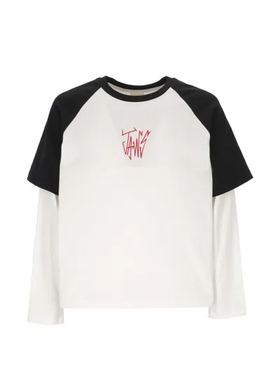 Jaws Long-sleeved Layered T-shirt In White