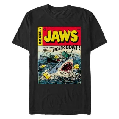 Jaws Retro Comic Book Shark  Graphic T-shirt In Black