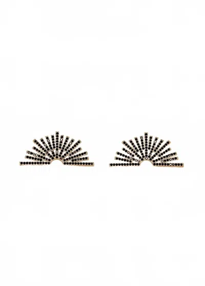 Jaxkelly Women's Celestial Gold Earrings In Black Sunburst