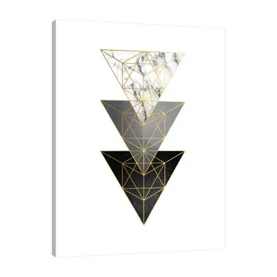 Jaxson Rea 3 Triangles By Urban Epiphany - Wrapped Canvas Print In White;gray;charcoal Gray;pale Yellow