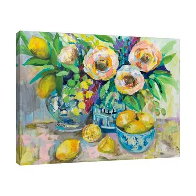 Jaxson Rea Afternoon Lemonade By Jeanette Vertentes - Wrapped Canvas Painting In Blue;black;green;gray;red;yellow;tan;tur