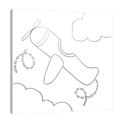 Jaxson Rea Airplane By Pam Varacek - Wrapped Canvas Print In Mist Gray,white