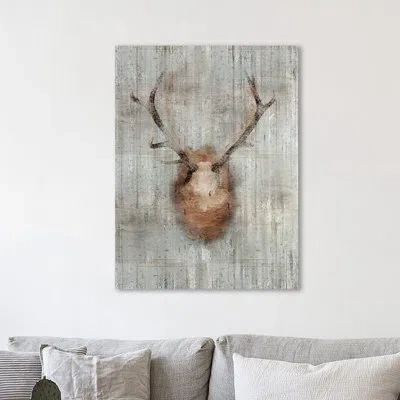 Jaxson Rea 'antlers 2' By Kimberly Allen Graphic Art On Wrapped Canvas In Gray,brown