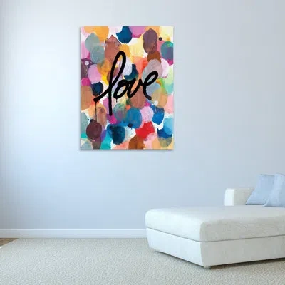Jaxson Rea 'art Love' By Kent Youngstrom Painting Print On Wrapped Canvas In Black,blue,pink