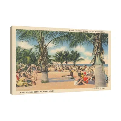 Jaxson Rea Beach Postcard Iii By Wild Apple Portfolio - Wrapped Canvas Print In Gray;red;mist Gray;steel Blue;army Green