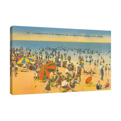 Jaxson Rea Beach Postcard Iv By Wild Apple Portfolio - Wrapped Canvas Print In Blue;white;gray;red;purple;gold Orange;c