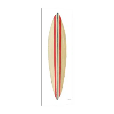 Jaxson Rea Beach Time Surfboard I By James Wiens - Wrapped Canvas Painting In Blue;black;white;gray;red