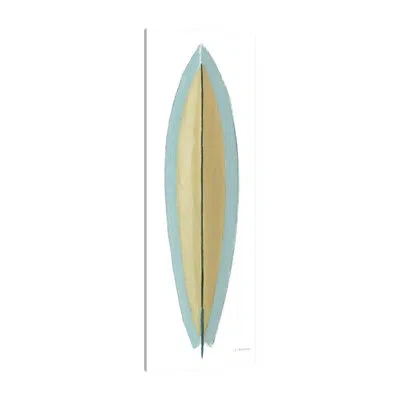 Jaxson Rea Beach Time Surfboard Ii By James Wiens - Wrapped Canvas Painting In Blue;black;white;gray;salmon Pink;mist G