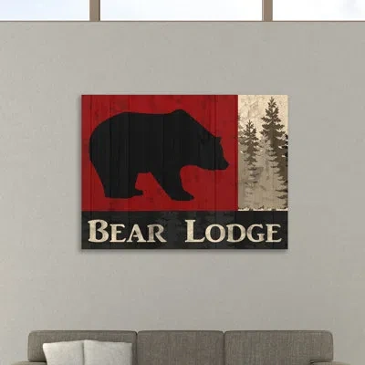 Jaxson Rea 'bear Lodge' By Kimberly Allen Graphic Art On Wrapped Canvas In Red,black
