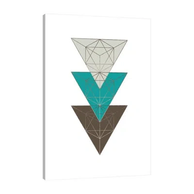 Jaxson Rea Beige Mint Geometric 3 By Urban Epiphany - Wrapped Canvas Print In Gray;red;rose Orange;mist Gray