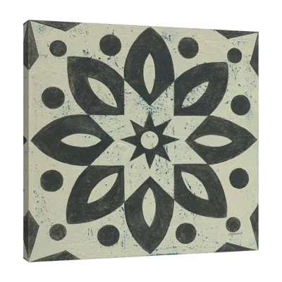 Jaxson Rea "black And White Tile I" Gallery Wrapped Canvas By Kathrine Lovell In Blue;black;gray;red;teal Blue;turquoise