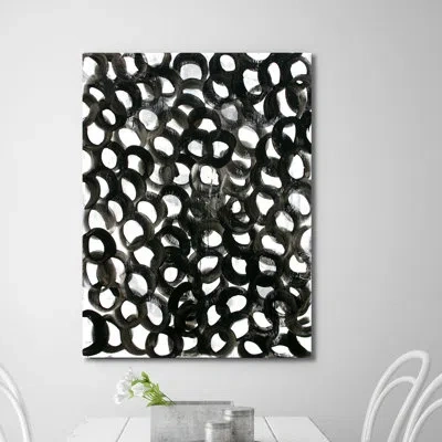 Jaxson Rea 'black Circles' By Kent Youngstrom Painting Print On Wrapped Canvas In Black,white