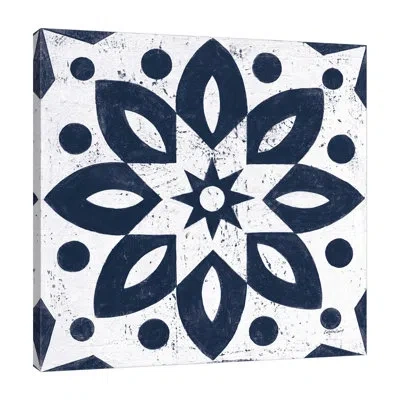 Jaxson Rea "blue And White Tile I" Gallery Wrapped Canvas By Kathrine Lovell In Blue;black;red;purple;charcoal Gray;teal