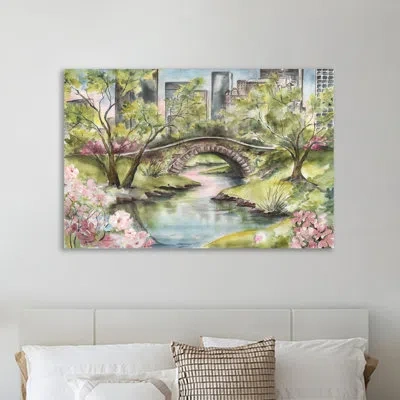 Jaxson Rea 'central Park Watercolor' By Tre Sorelle Studios Painting Print On Wrapped Canvas In Green