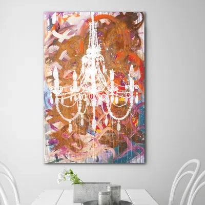 Jaxson Rea 'chandelier' By Kent Youngstrom Painting Print On Wrapped Canvas In White,brown
