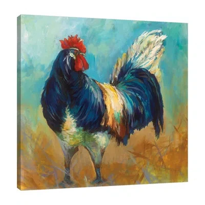 Jaxson Rea Cocky By Jeanette Vertentes - Wrapped Canvas Painting In Blue;black;white;gray;red;purple;charcoa