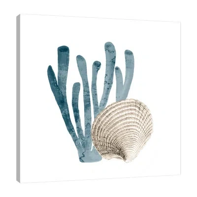 Jaxson Rea "coral Cove Blue 4" Gallery Wrapped Canvas By Kimberly Allen In Dark Blue,gray,ivory