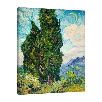 Jaxson Rea Cypresses By Vincent Van Gogh - Wrapped Canvas Print In Black;gray;red;pale Green;jade Blue;char