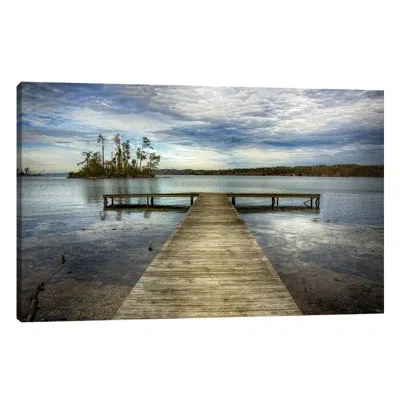 Jaxson Rea Down The Pier By Dano - Photograph Print On Canvas In Blue,brown