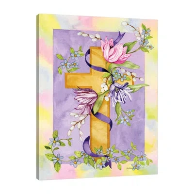 Jaxson Rea "eastertime" Gallery Wrapped Canvas By Kathleen Parr Mckenna In Mist Gray,white,blue