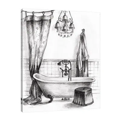 Jaxson Rea Elegant Bath Ii Bw Crop By Silvia Vassileva - Wrapped Canvas Print