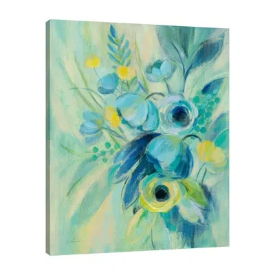 Jaxson Rea Elegant Blue Floral Ii By Silvia Vassileva - Wrapped Canvas Print