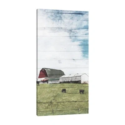 Jaxson Rea Farm On The Hill Mate By Milli Villa - Wrapped Canvas Print In Blue;white;gray;purple;charcoal Gray;tur