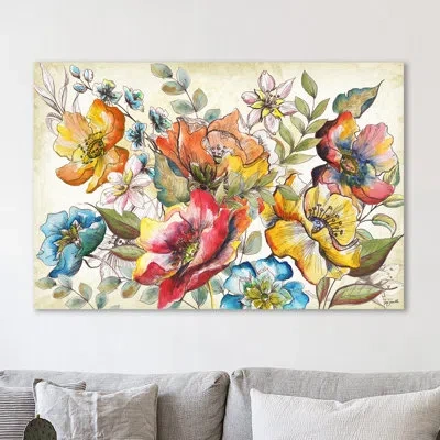 Jaxson Rea 'floral Garden Ivory' By Tre Sorelle Studios Painting Print On Wrapped Canvas In Green,yellow
