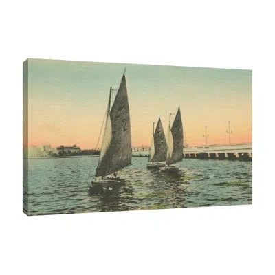 Jaxson Rea Florida Postcard I By Wild Apple Portfolio - Wrapped Canvas Print In Blue;gray;red;purple;mist Gray;lavender