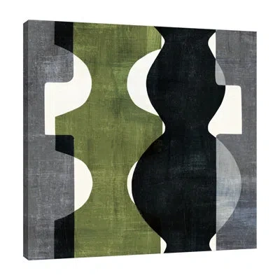 Jaxson Rea Geometric Deco Ii With Green By Wild Apple Portfolio - Wrapped Canvas Print In Blue;white;green;gray;steel Blue;tan Whi