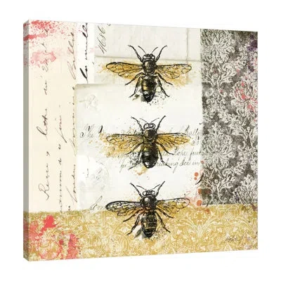 Jaxson Rea "golden Bees N Butterflies I" Gallery Wrapped Canvas By Katie Pertiet In Blue;white;gray;yellow;lavender Purple;m