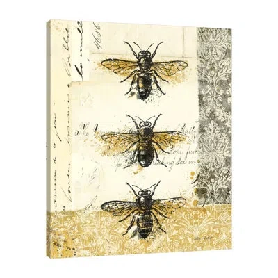 Jaxson Rea "golden Bees N Butterflies Ii" Gallery Wrapped Canvas By Katie Pertiet In Blue;black;white;gray;charcoal Gray;tan