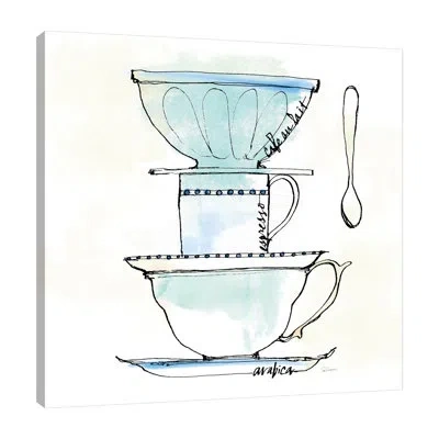 Jaxson Rea Good Brew V By Sue Schlabach - Wrapped Canvas Print In White;gray;red;pink;tan White