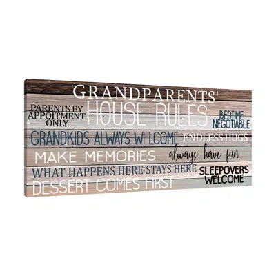 Jaxson Rea "grandparents House Rules" Gallery Wrapped Canvas By Kimberly Allen 15006 In Blue;black;gray;yellow;tan Brown;charcoa