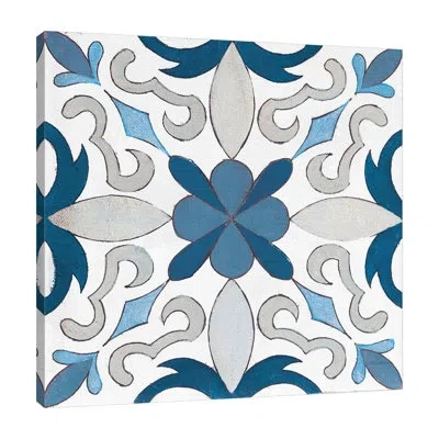 Jaxson Rea Gypsy Wall Tile 14 Blue Gray By Silvia Vassileva - Wrapped Canvas Print In Blue,gray