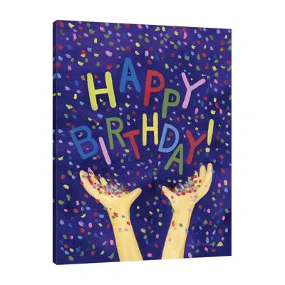 Jaxson Rea "happy Birthday Hooray" Gallery Wrapped Canvas By Kathleen Parr Mckenna In Red,mist Gray,charcoal Gray