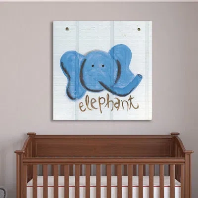 Jaxson Rea 'happy Blue Elephant' Canvas Art In White,blue