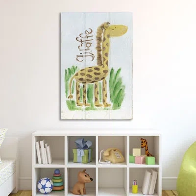 Jaxson Rea 'happy Giraffe' By Erin Burston Canvas Art In Yellow,green