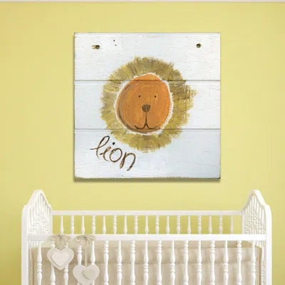 Jaxson Rea 'happy Lion' Canvas Art In White,orange