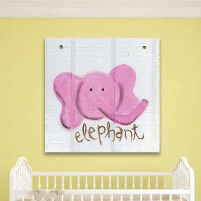 Jaxson Rea 'happy Pink Elephant' By Erin Burston Canvas Art In Pink,white