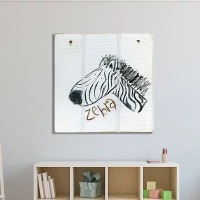 Jaxson Rea 'happy Zebra' By Erin Burston Canvas Art In White,black