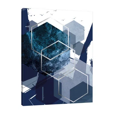 Jaxson Rea Hexagon Landscape Silver 1 By Urban Epiphany - Wrapped Canvas Print In Blue;black;green;gray;red;navy Blue;sky